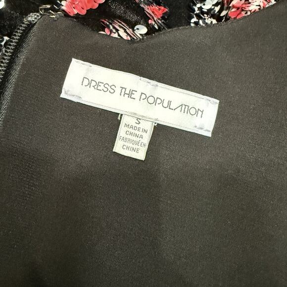 Dress the Population Lindsay Sequin Velvet Mini Dress Size Small Black EUC - Picture 9 of 14